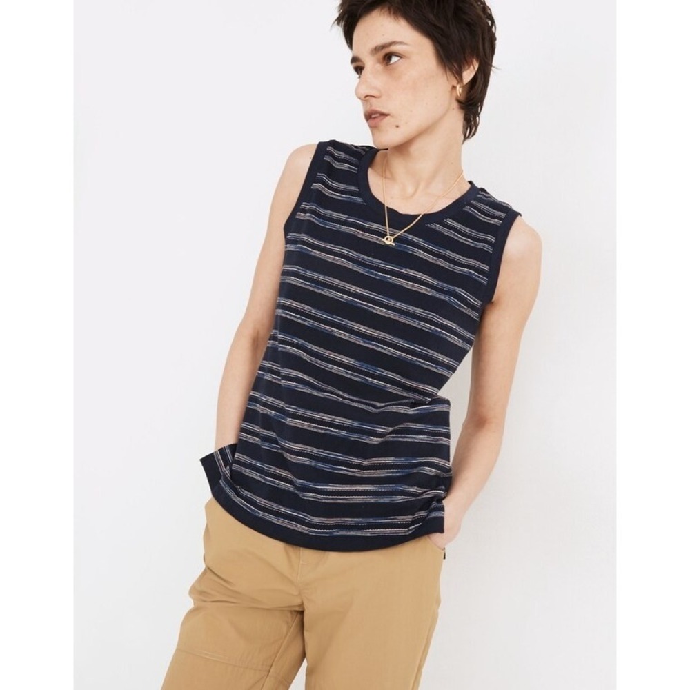 NEW Women's Madewell Striped Crewneck Muscle Tank Cotton MD060 size Medium